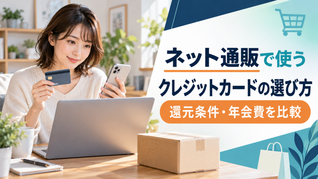 ネット通販向けクレジットカードの選び方と還元条件・年会費を示すアイキャッチ